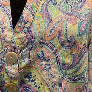 Michaels Mini Dress Tunic Size XS Pastel Colors Paisley Print All Linen Classic